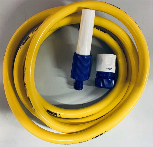 Gartenschlauch Turboflex 1/2" 2m mit Armaturen Aquastop und Spritze