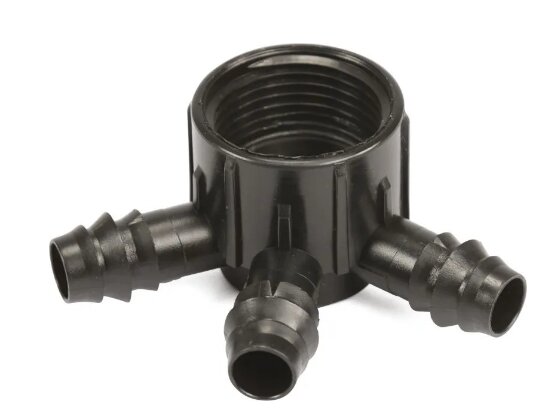 3-Wege Verteiler 20 mm x 1" (Tülle x Innengewinde) Tropfschlauch