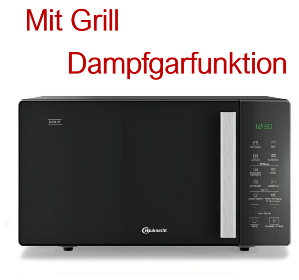 Bauknecht Stand-Mikrowelle schwarz 254 1000Watt Grill Dampfgaren