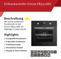 Einbau-Backofen - Girona 9310 Heißluft 64l Volumen