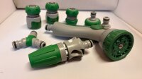 Profi Grundausstattung 8-teilig aus Kunststoff für Gartenschlauch 1/2" grün-grau