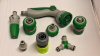 Profi Grundausstattung 8-teilig aus Kunststoff für Gartenschlauch 3/4" grün-grau