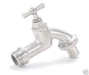 Wasserhahn G 1" mit Schlauchverschraubung Messing matt verchromt