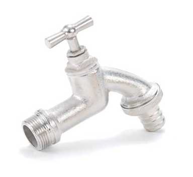 Wasserhahn G 3/4" mit Schlauchverschraubung Messing matt verchromt